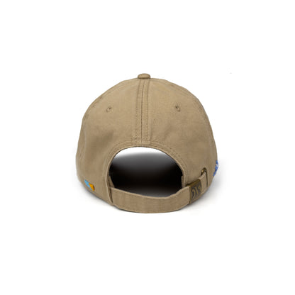 Khaki baseball cap with beaded details and adjustable closure