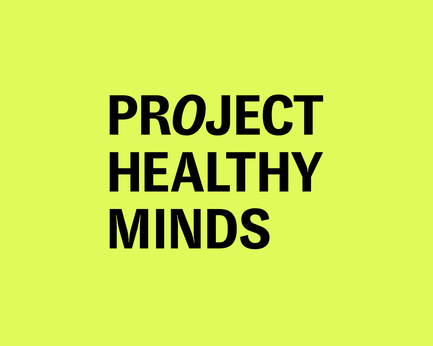 Project Health Minds logo in black on a neon green background.
